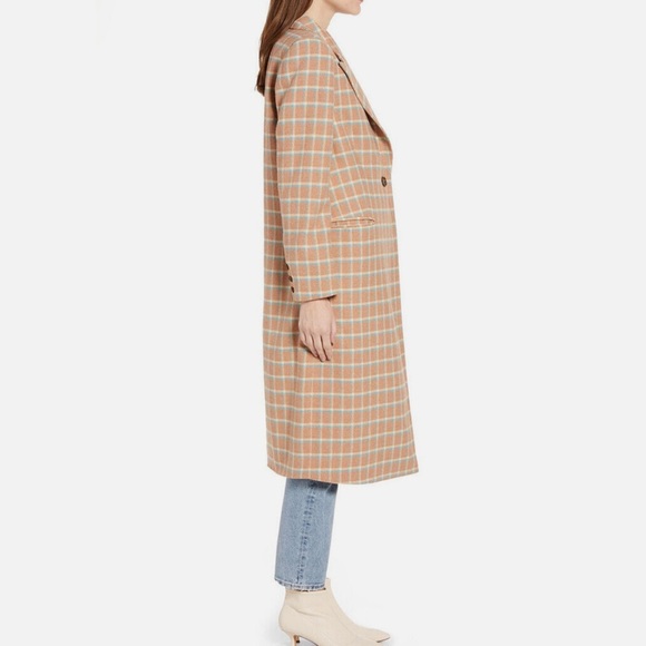 Something Navy Single Breasted Wool Blend Plaid Overcoat - Picture 3 of 12